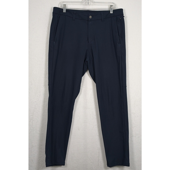 Lululemon Commission Pants Slim Mens 34x29 Navy Blue Wicking Chino Bnfts Charity - Picture 1 of 11
